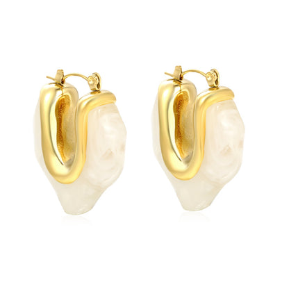 25.6*29.7mm irregular V-shaped white/transparent black/amber resin ear clips gold color asonjewelry