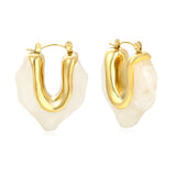 25.6*29.7mm irregular V-shaped white/transparent black/amber resin ear clips gold color