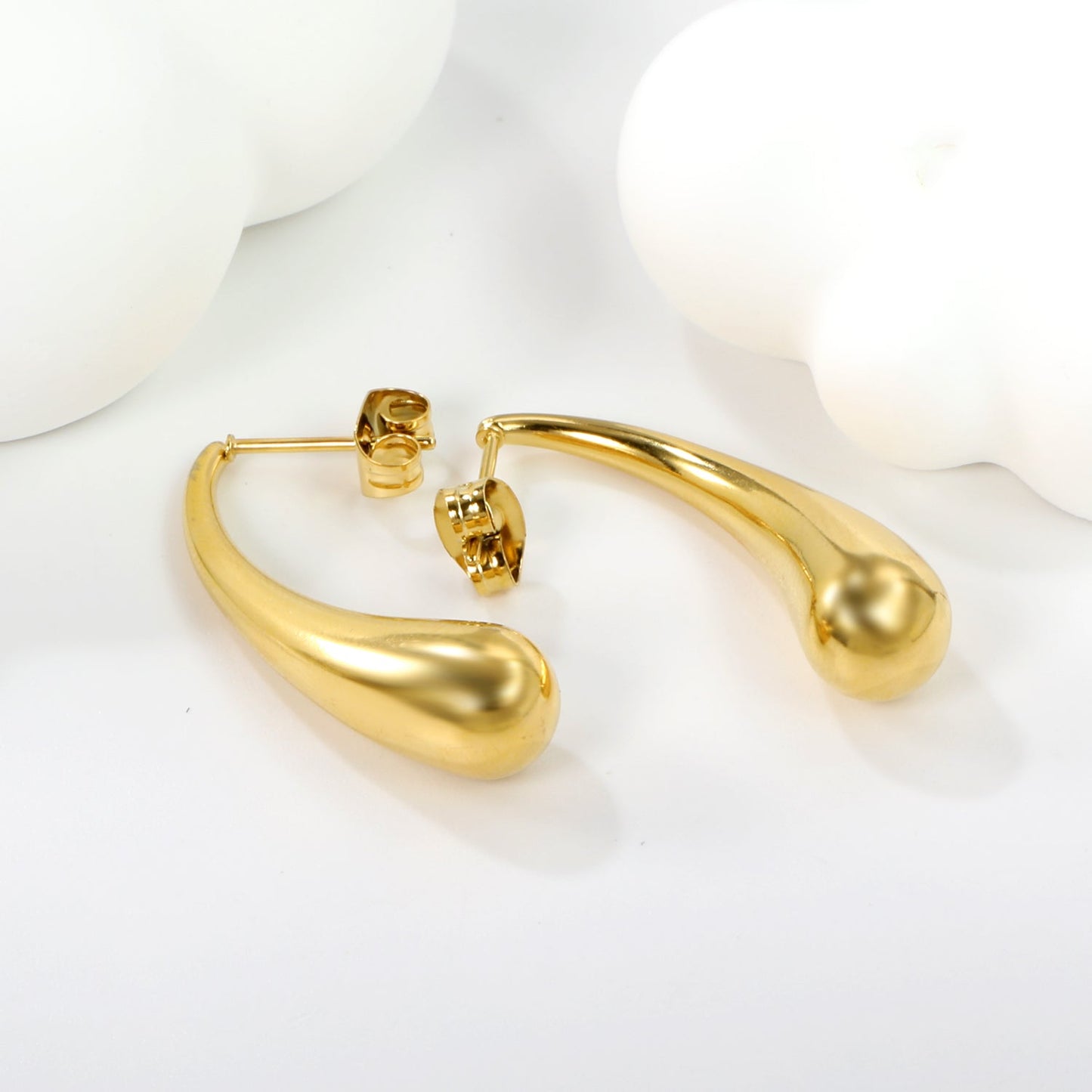 Long Teardrop Earrings 8*30mm Steel & Gold Color asonjewelry