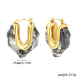 25.6*29.7mm irregular V-shaped white/transparent black/amber resin ear clips gold color