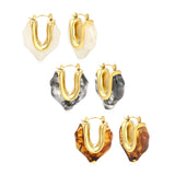 25.6*29.7mm irregular V-shaped white/transparent black/amber resin ear clips gold color