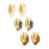 25.6*29.7mm irregular V-shaped white/transparent black/amber resin ear clips gold color