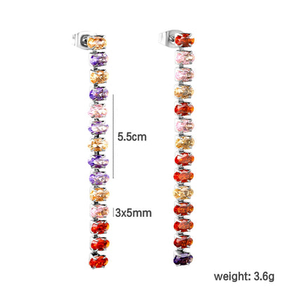 Earrings oval white diamonds Length 5.5cm Gold/Steel asonjewelry