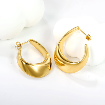 Shaped open half circle earrings 22.6*31.4mm gold color asonjewelry