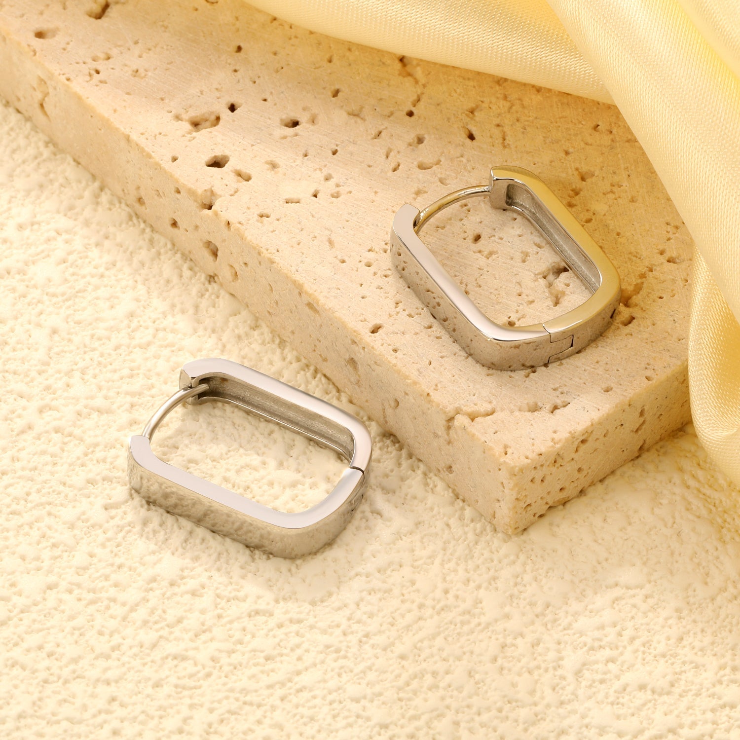 16.3*21.5mm rectangle earrings steel color asonjewelry