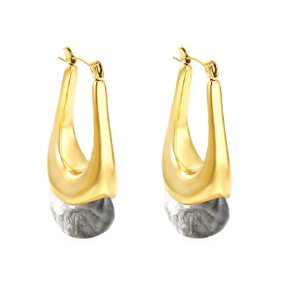 19.4*32.4mm oval U-shaped white/clear black/amber resin ear clips Gold color asonjewelry