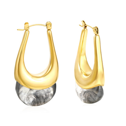 19.4*32.4mm oval U-shaped white/clear black/amber resin ear clips Gold color asonjewelry