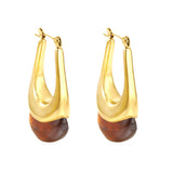 19.4*32.4mm oval U-shaped white/clear black/amber resin ear clips Gold color