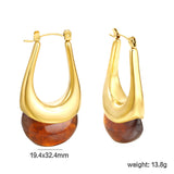 19.4*32.4mm oval U-shaped white/clear black/amber resin ear clips Gold color
