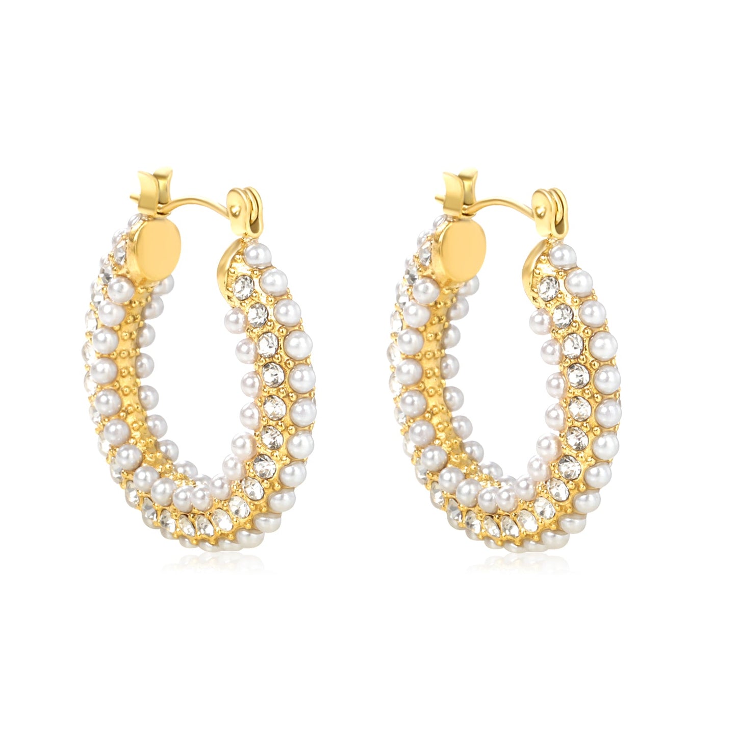 26*24mm earrings + white imitation pearl earrings gold color asonjewelry