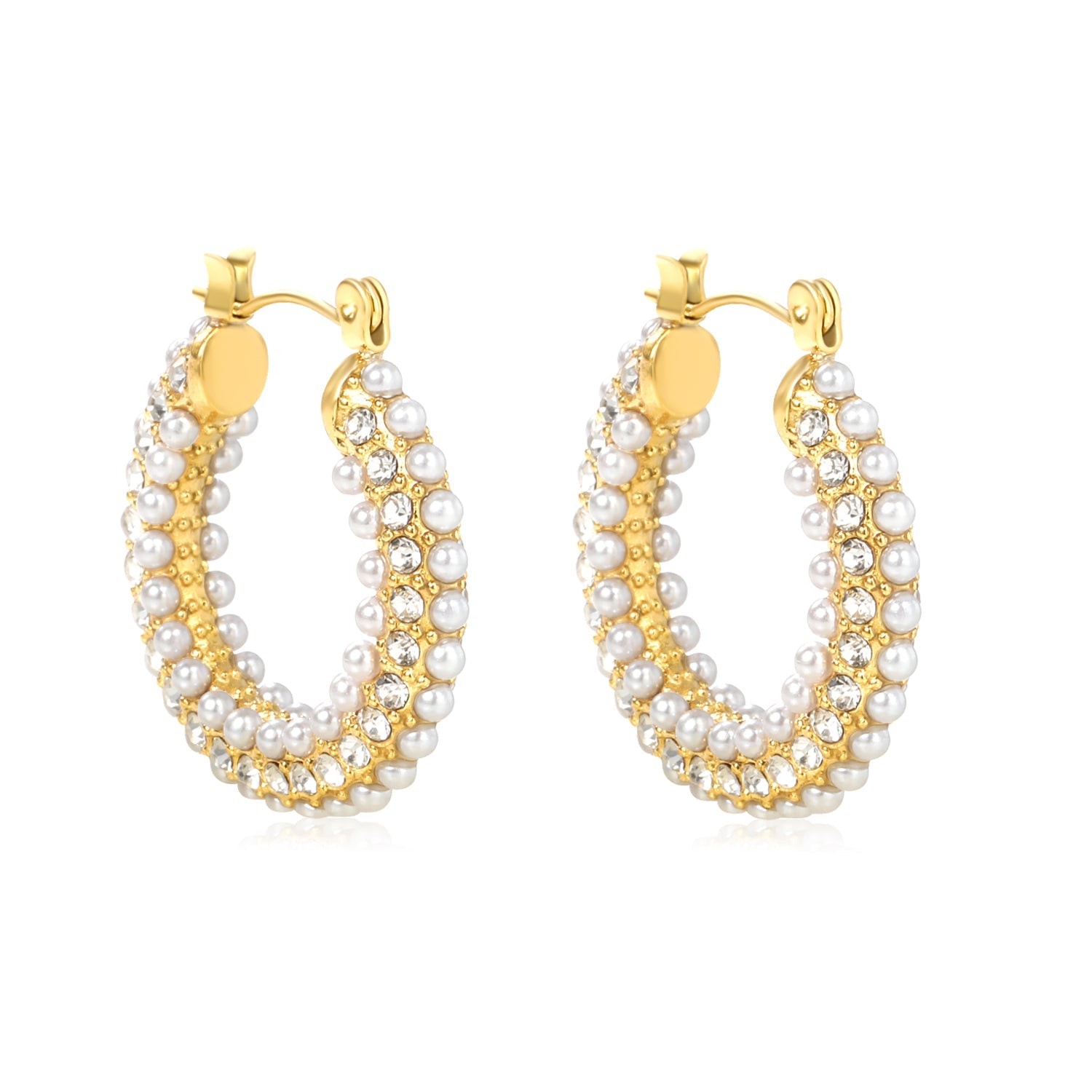 26*24mm earrings + white imitation pearl earrings gold color asonjewelry