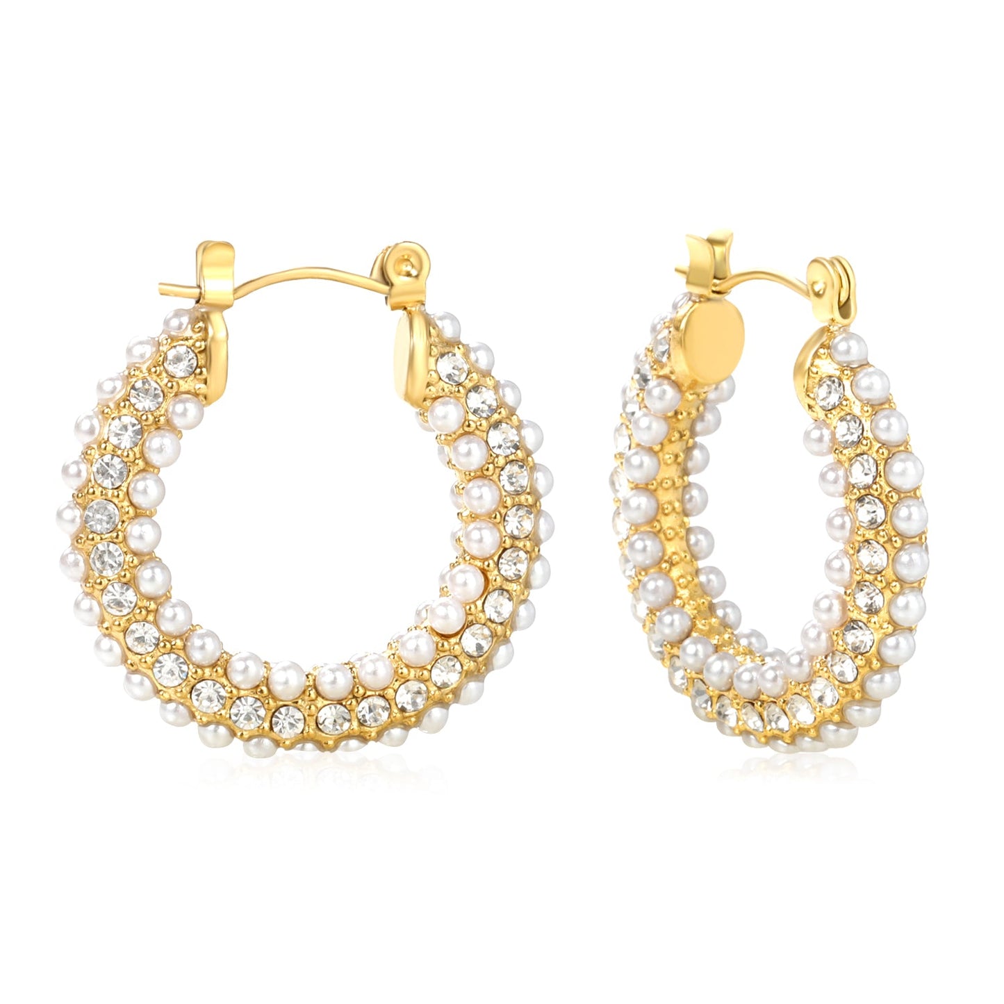 26*24mm earrings + white imitation pearl earrings gold color asonjewelry