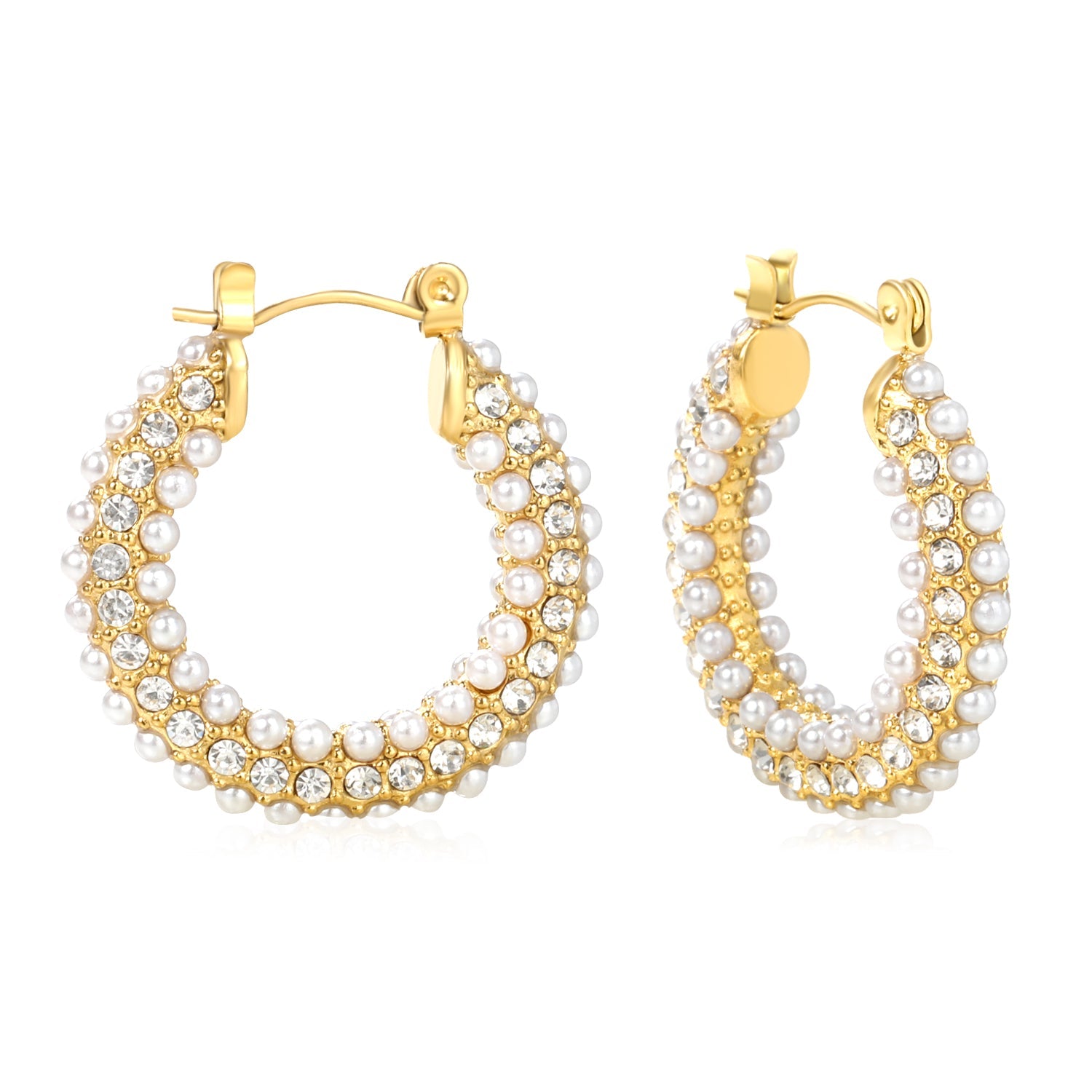 26*24mm earrings + white imitation pearl earrings gold color asonjewelry
