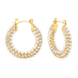 26*24mm earrings + white imitation pearl earrings gold color
