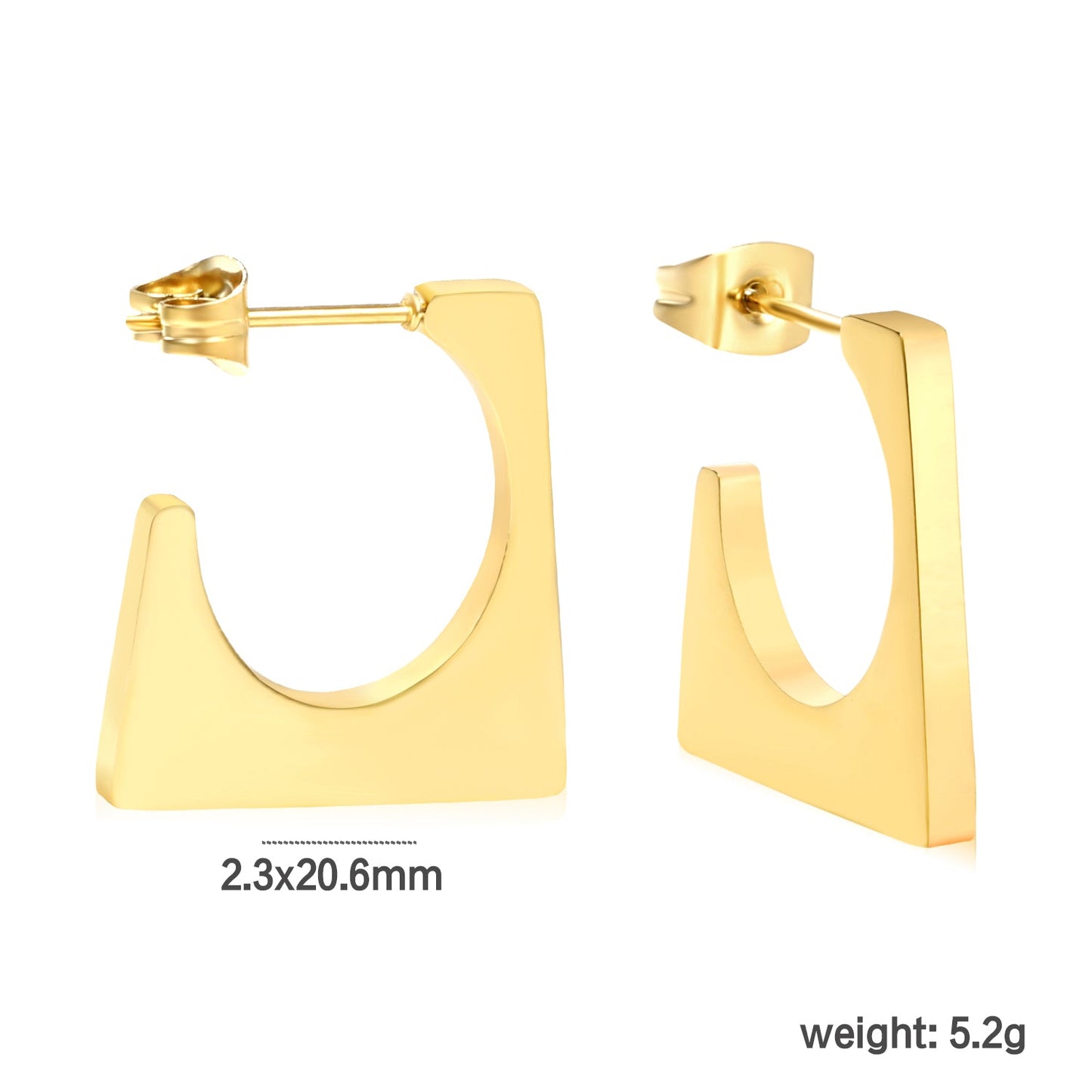 2.3*20.6mm geometric glossy earrings gold color asonjewelry