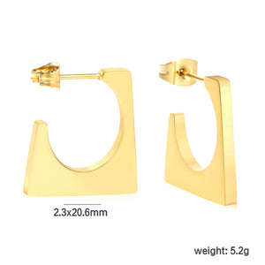 2.3*20.6mm geometric glossy earrings gold color