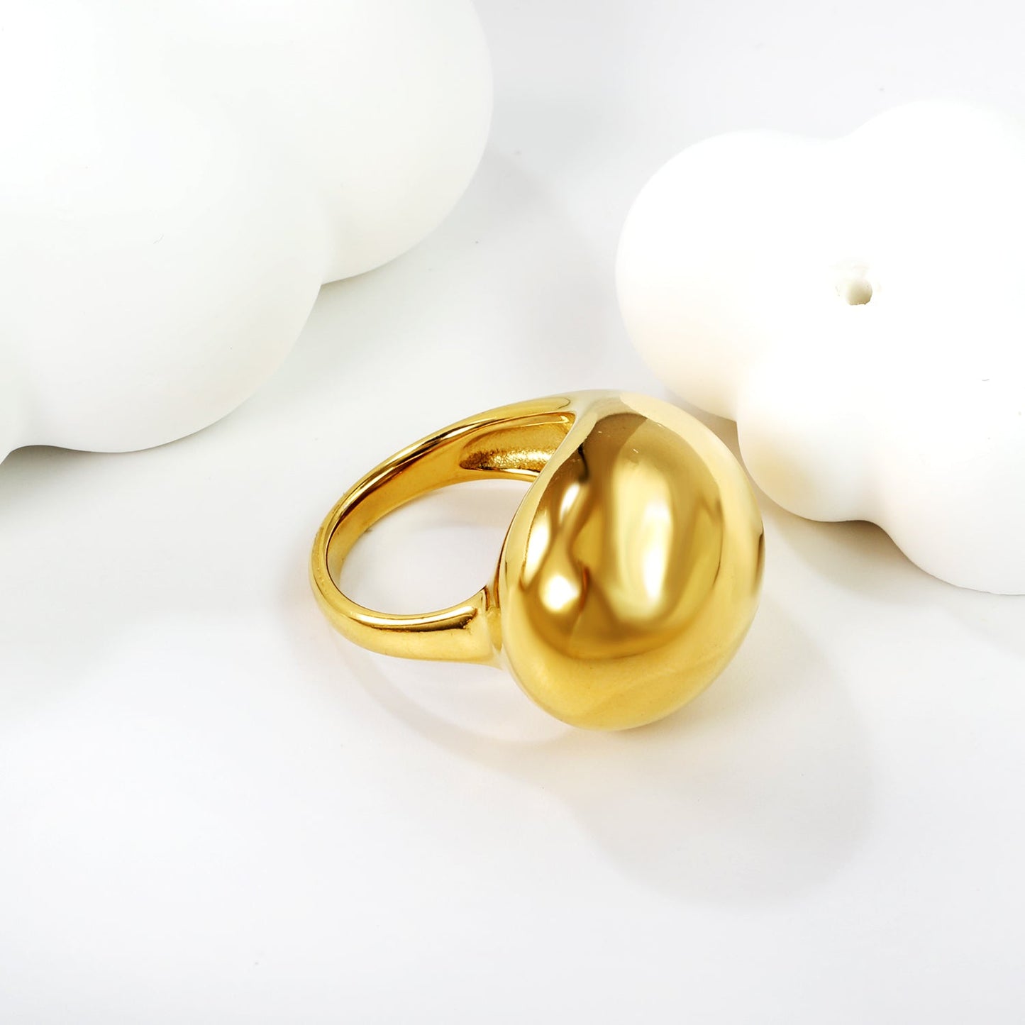 18K Gold Stainless Steel Exaggerated and Minimalist Fusion Style Ring asonjewelry