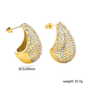 20.3*30mm drop earrings with white diamonds Gold color