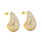 20.3*30mm drop earrings with white diamonds Gold color