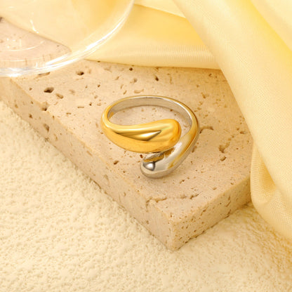 18K Gold Plated Stainless Steel S-Shaped Open Ring - Stylish Modern Statement Jewelry asonjewelry