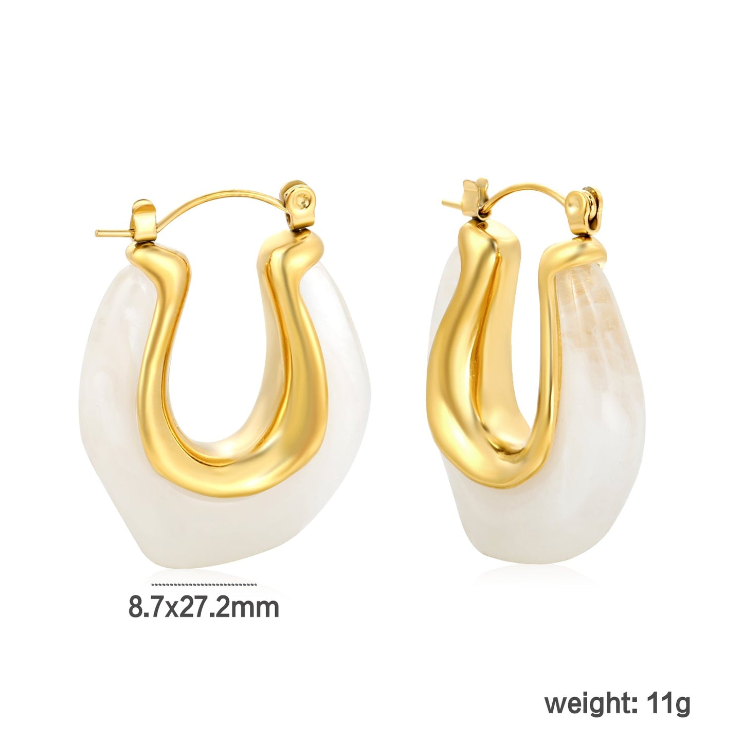 24*27.2mm U-shaped white/transparent black/amber resin ear cuffs gold color asonjewelry