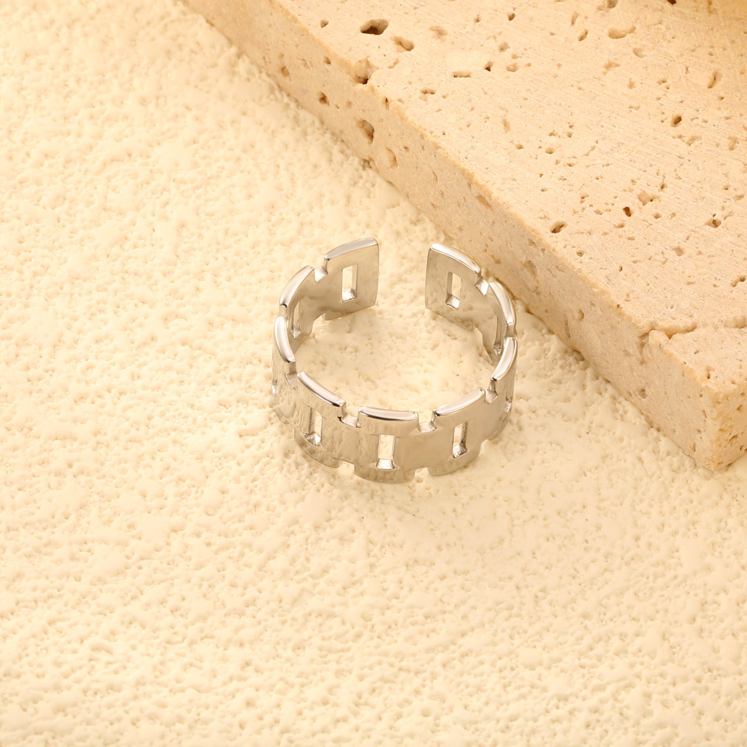 Stainless Steel Geometric Open Ring - Modern Minimalist Jewelry for Fashionable Accessory asonjewelry