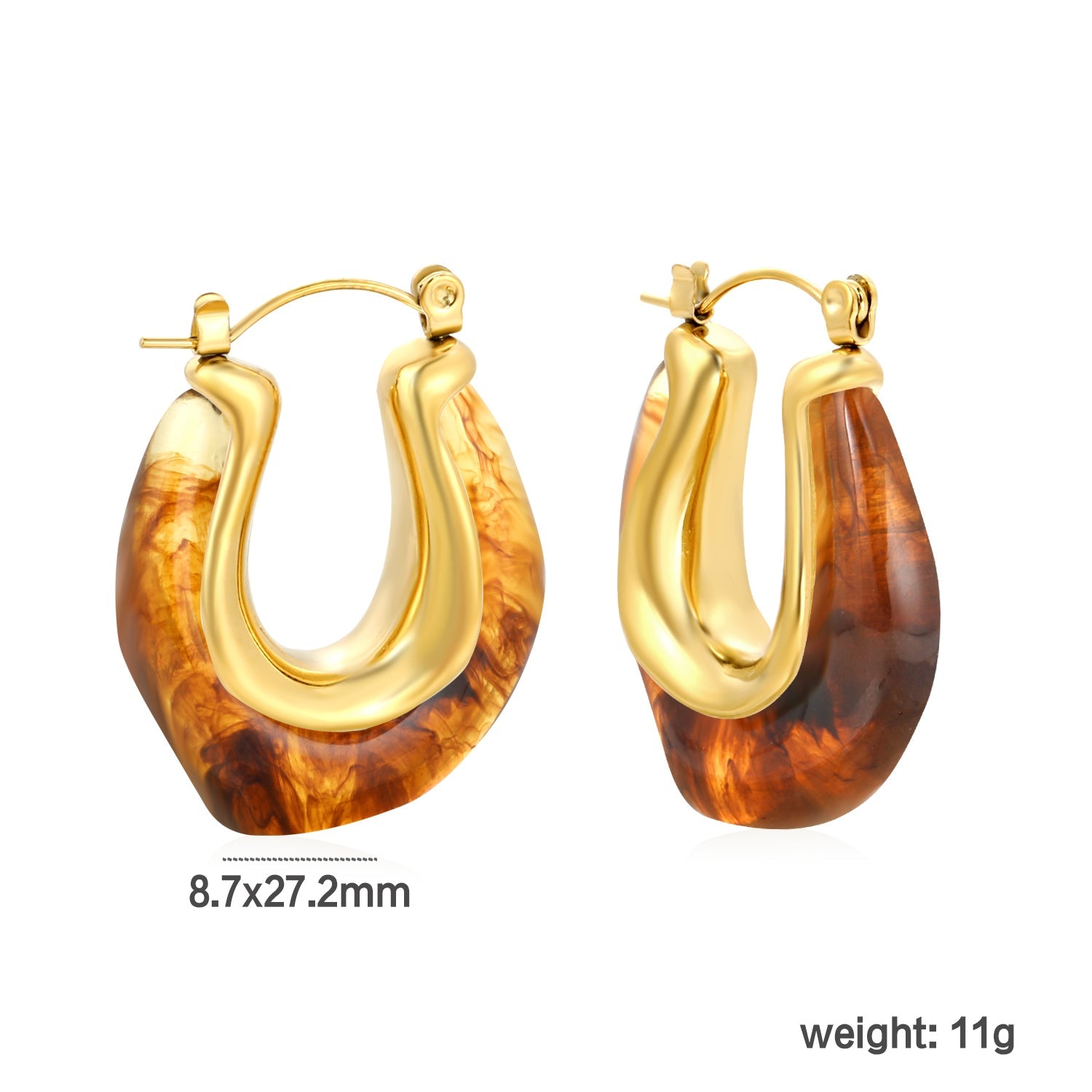 24*27.2mm U-shaped white/transparent black/amber resin ear cuffs gold color asonjewelry