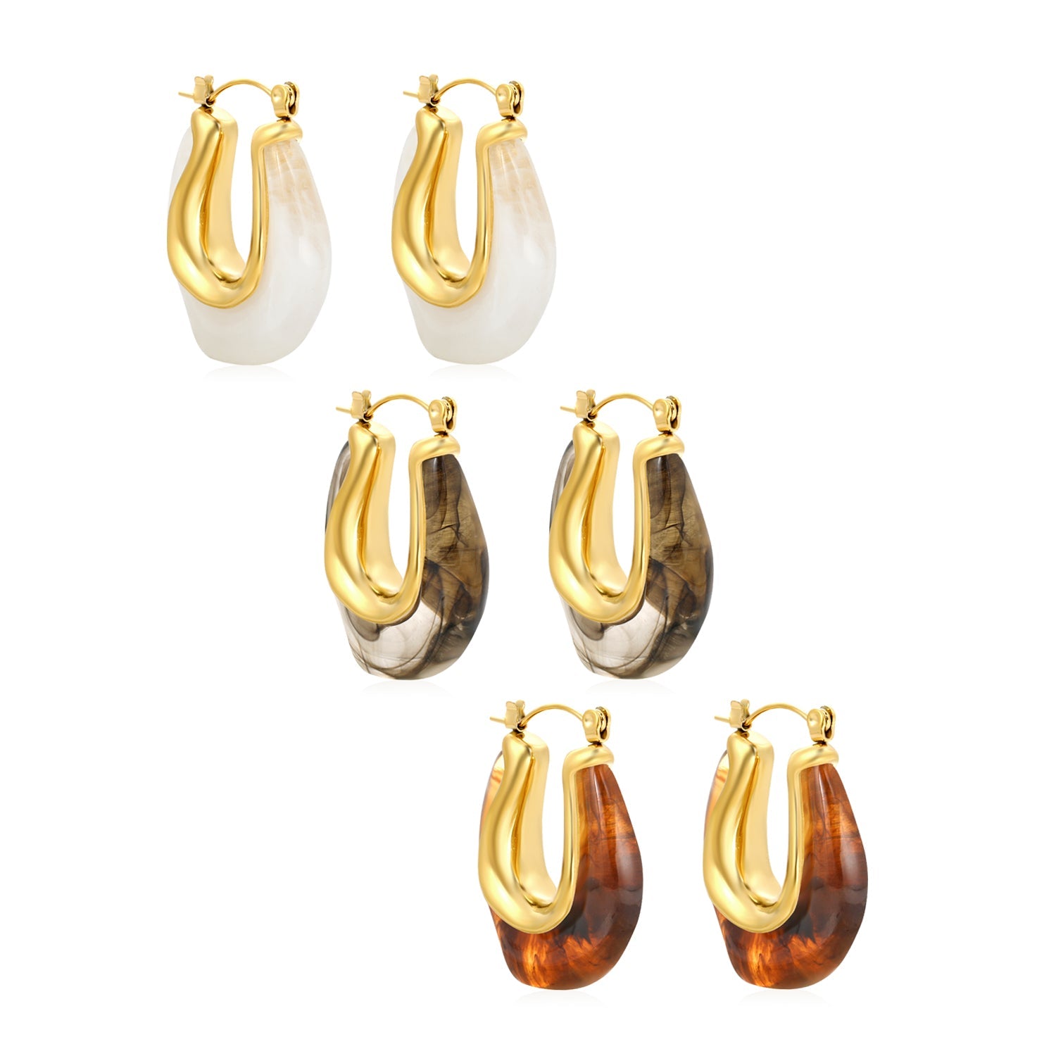 24*27.2mm U-shaped white/transparent black/amber resin ear cuffs gold color asonjewelry