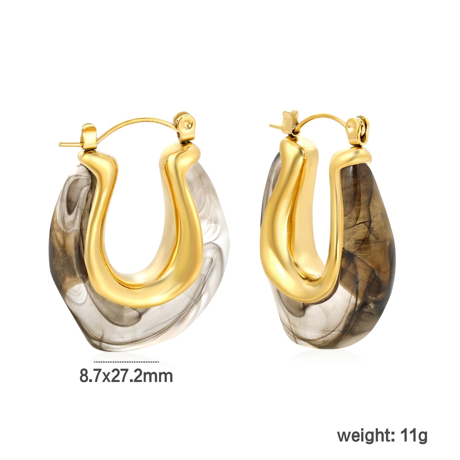 24*27.2mm U-shaped white/transparent black/amber resin ear cuffs gold color asonjewelry