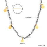 4*5.7mm round accessories +2mm white/mineral black beads necklace 40+5cm+6mm round plate Gold color