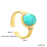 3-Piece Gold Open Rings Set: Pink Turquoise, Blue Turquoise & Brown Stone