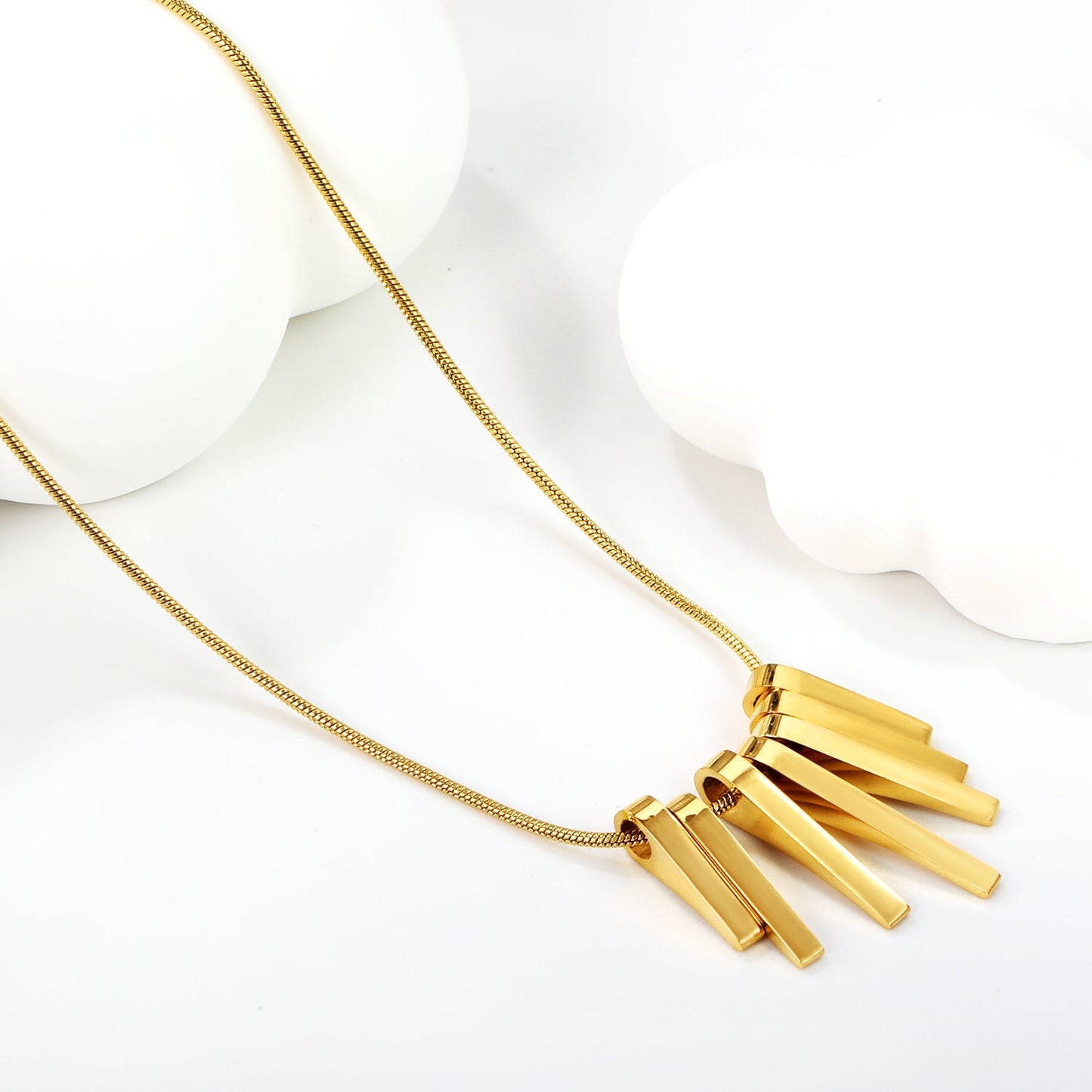 7 long and short vertical bar accessories necklace 40+5cm gold color asonjewelry