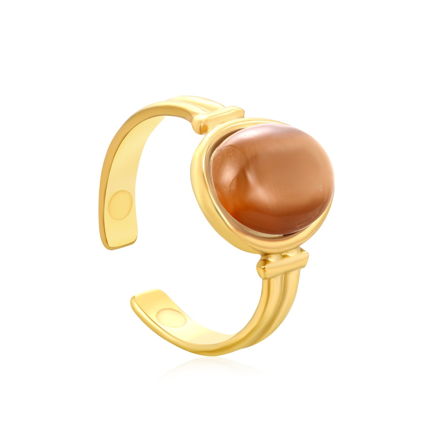 3-Piece Gold Open Rings Set: Pink Turquoise, Blue Turquoise & Brown Stone asonjewelry