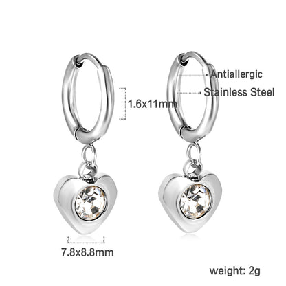 1.6x11mm circle with heart-shaped white diamond stud earrings asonjewelry