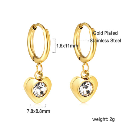 1.6x11mm circle with heart-shaped white diamond stud earrings asonjewelry