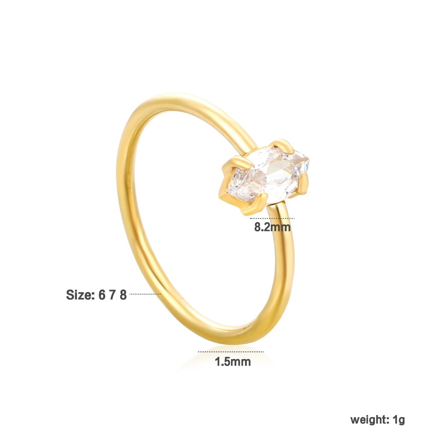 Gold Delicate CZ Open Rings asonjewelry