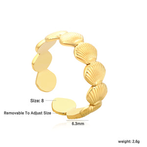 Gold Shell & Disc Band Ring
