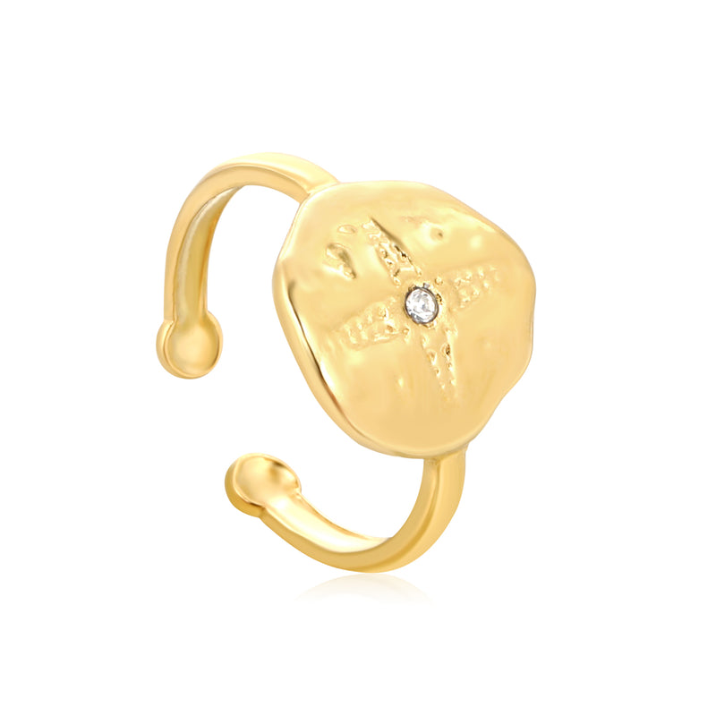 Gold Square CZ Open Ring