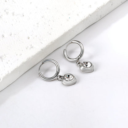 1.6x11mm circle with heart-shaped white diamond stud earrings asonjewelry