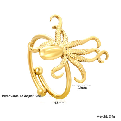 Gold Octopus Open Ring asonjewelry