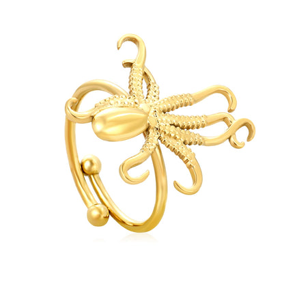 Gold Octopus Open Ring asonjewelry