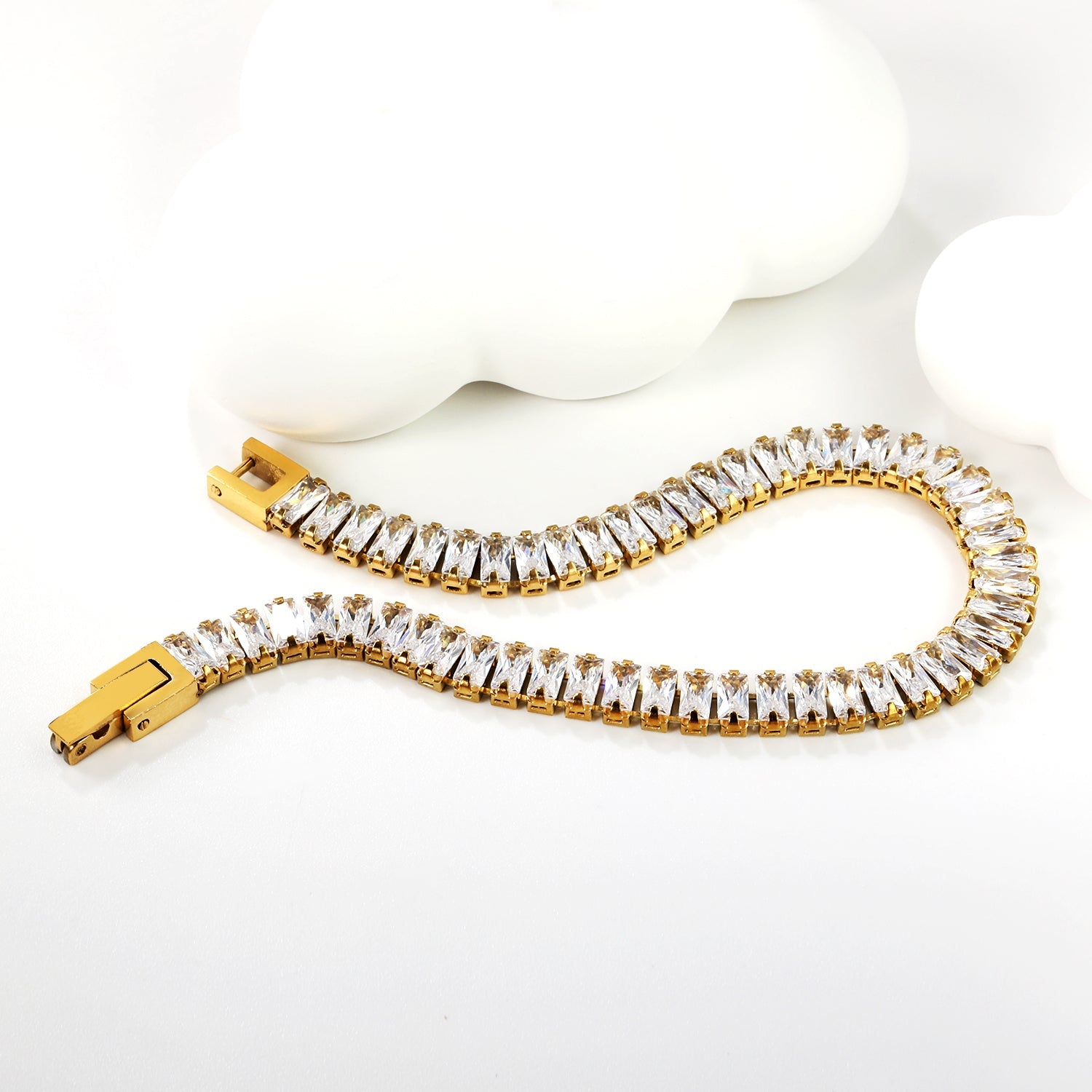 5.6*2.5mm rectangle white/black/purple/blue/pink diamonds clasp bracelet 18cm steel & gold color asonjewelry