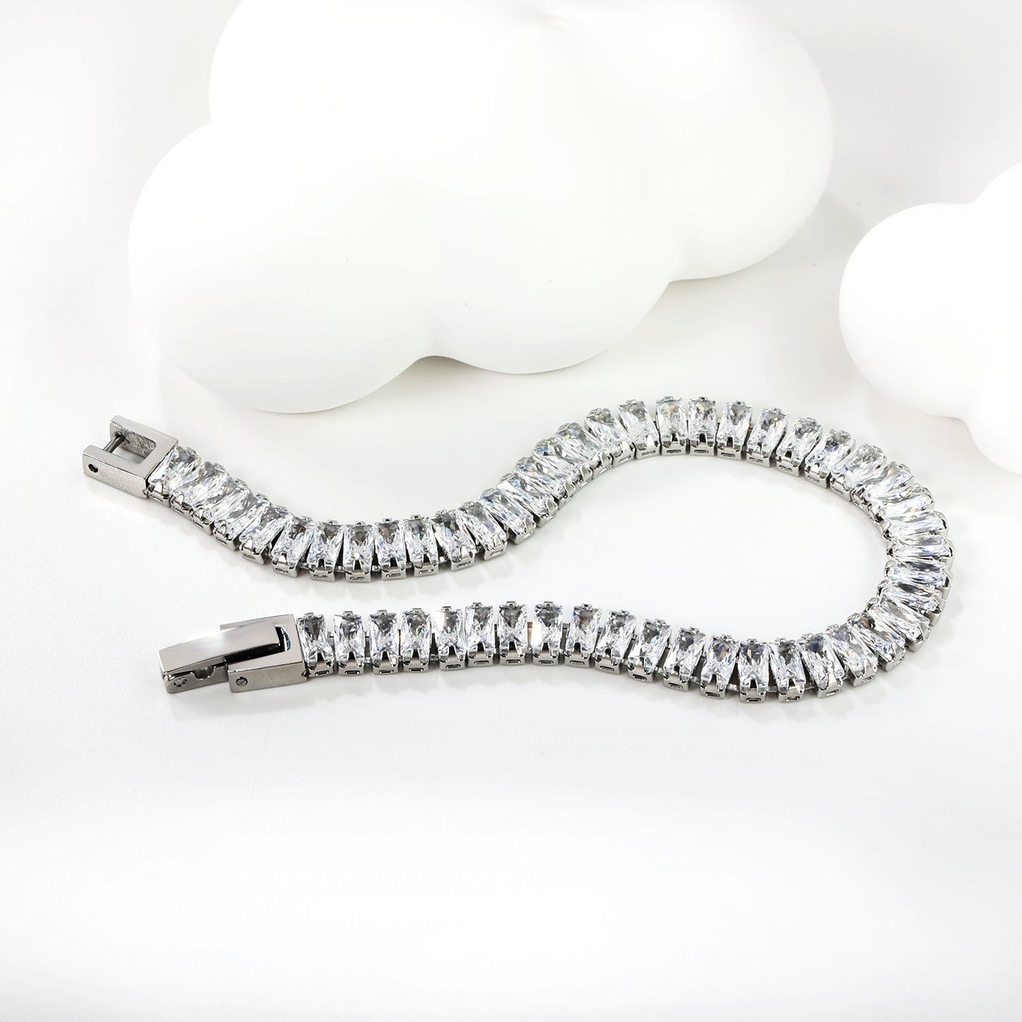 5.6*2.5mm rectangle white/black/purple/blue/pink diamonds clasp bracelet 18cm steel & gold color asonjewelry