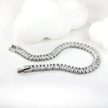 5.6*2.5mm rectangle white/black/purple/blue/pink diamonds clasp bracelet 18cm steel & gold color asonjewelry