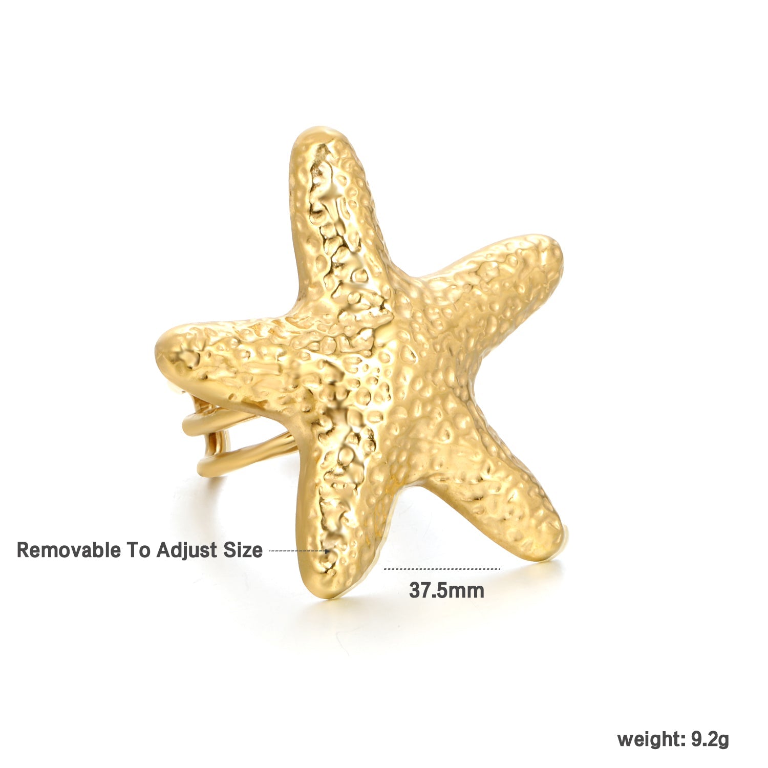 Gold Starfish Open Ring asonjewelry