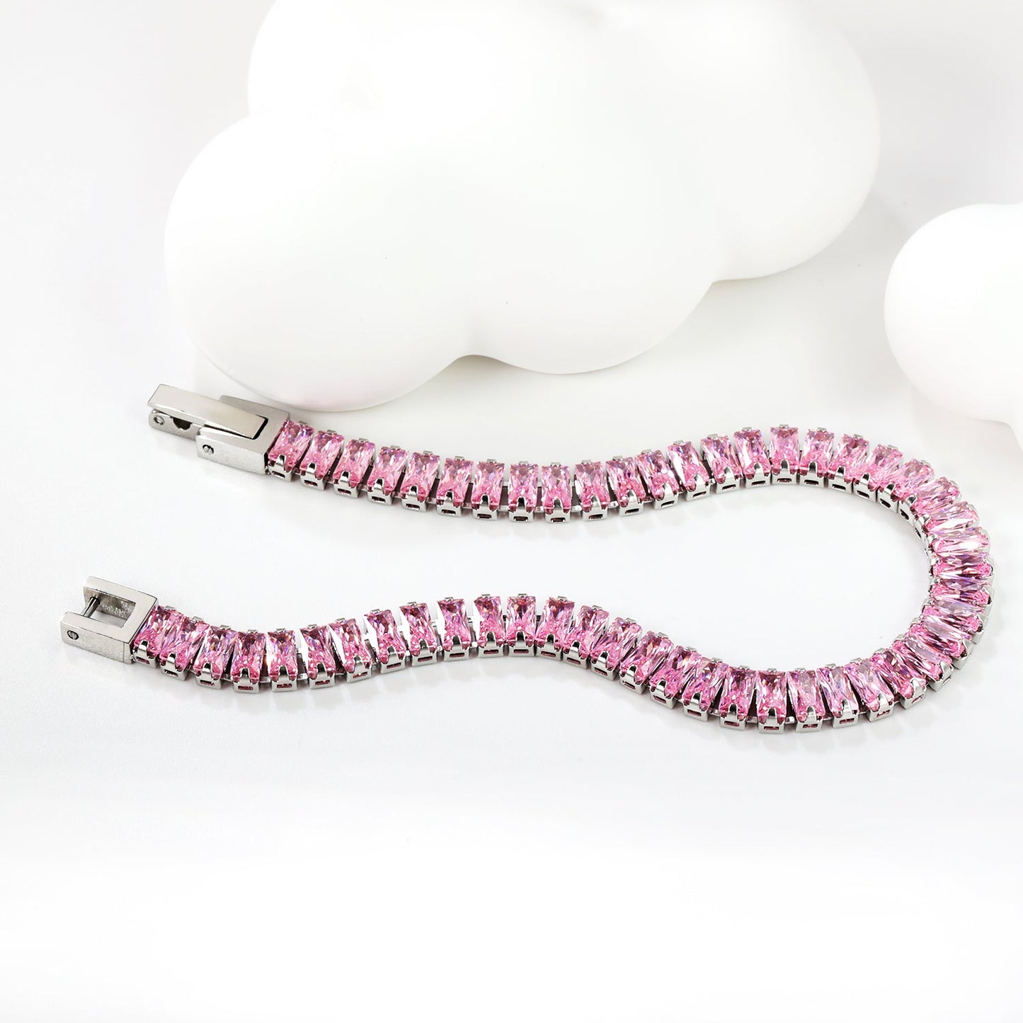 5.6*2.5mm rectangle white/black/purple/blue/pink diamonds clasp bracelet 18cm steel & gold color asonjewelry