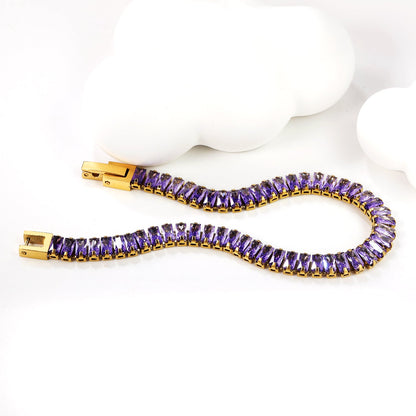 5.6*2.5mm rectangle white/black/purple/blue/pink diamonds clasp bracelet 18cm steel & gold color asonjewelry