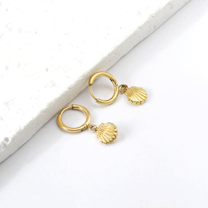 2x12.7mm circle with shell stud earrings asonjewelry