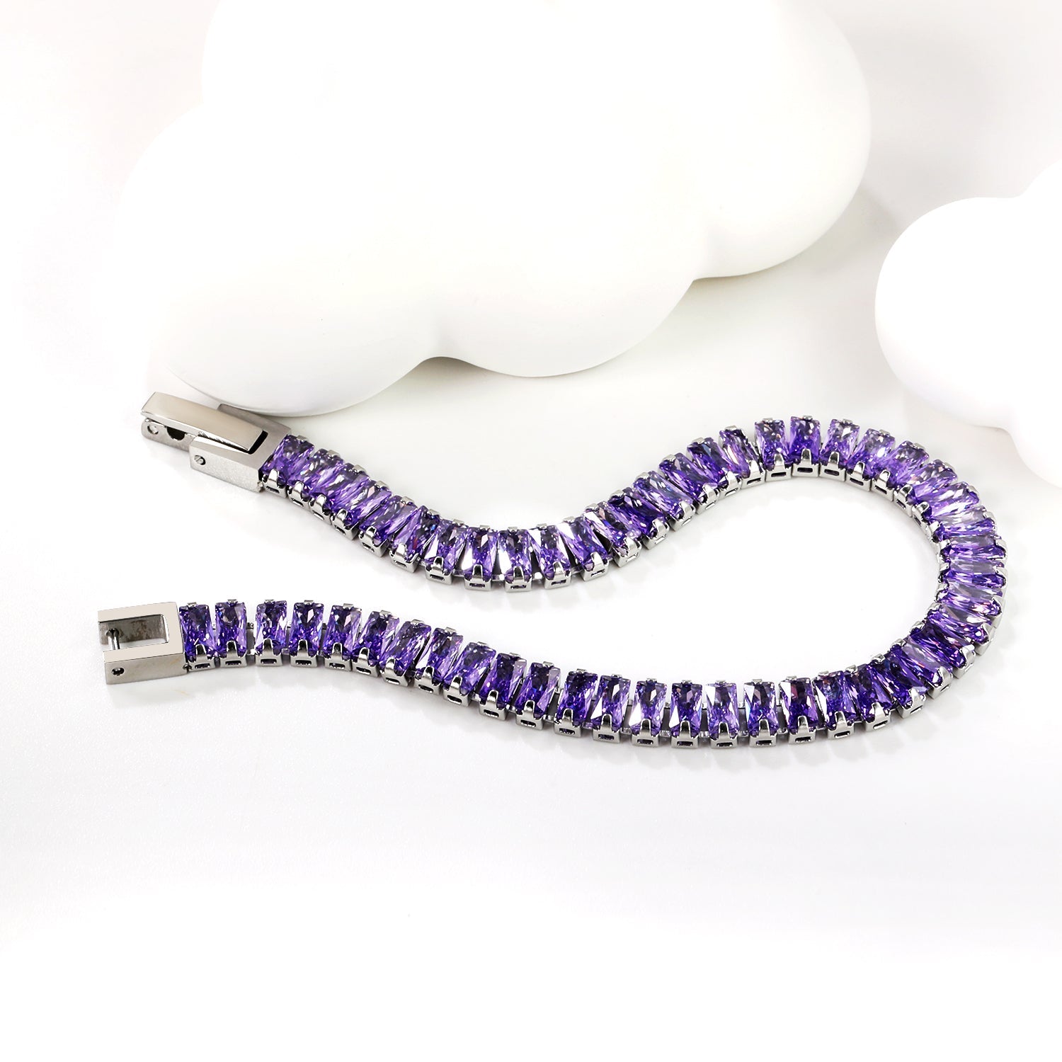 5.6*2.5mm rectangle white/black/purple/blue/pink diamonds clasp bracelet 18cm steel & gold color asonjewelry