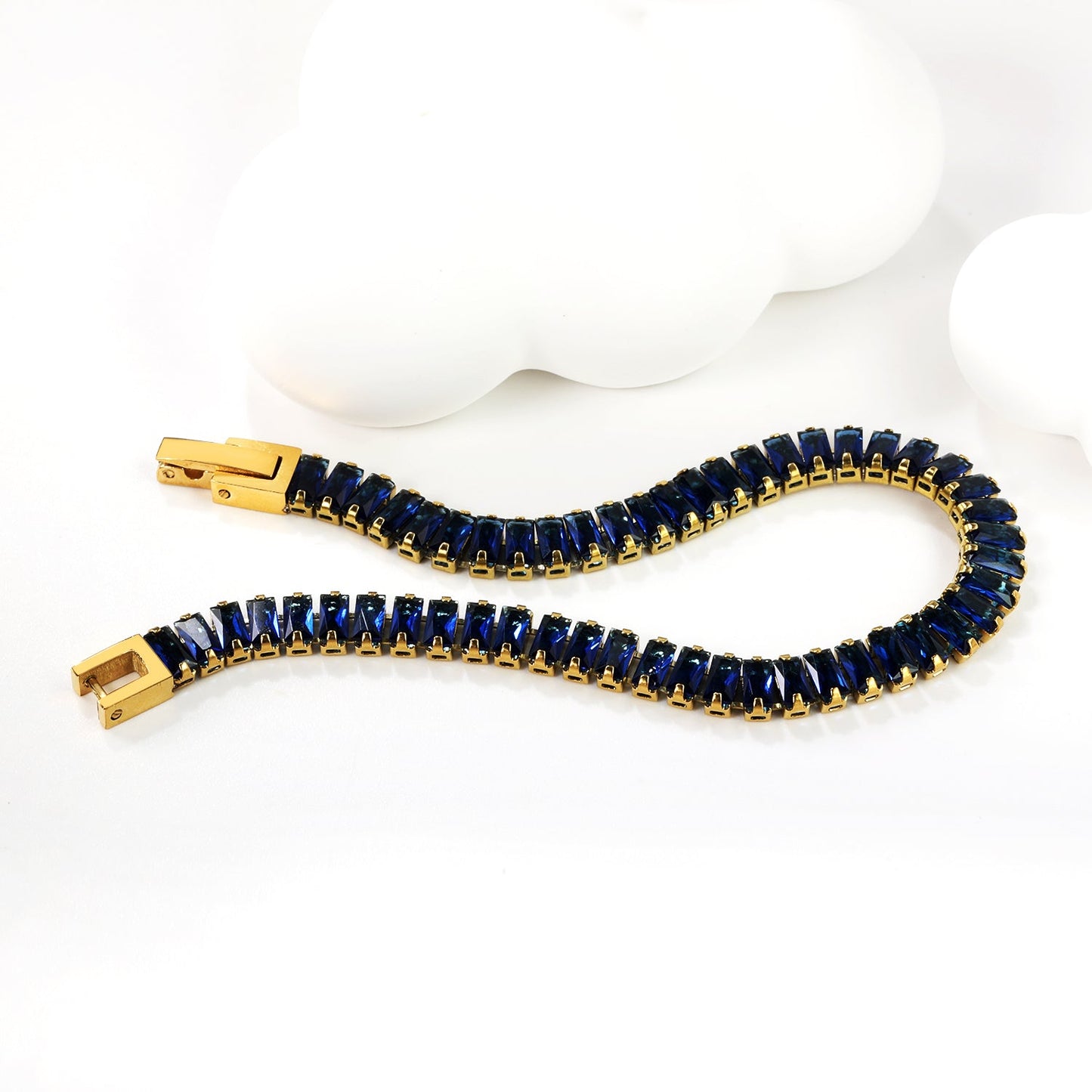 5.6*2.5mm rectangle white/black/purple/blue/pink diamonds clasp bracelet 18cm steel & gold color asonjewelry